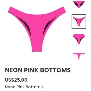 HOAKA SWIMWEAR HIP BOTTOMS: NEON PINK SIZE SMALL